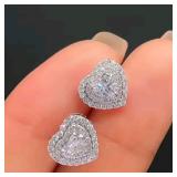 Huitan Classic Heart Stud Earrings Crystal...