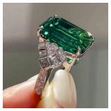 Huitan Big Green Cubic Zircon Women Rings...