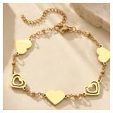 Stainless Steel Bracelets Fresh Double Heart...
