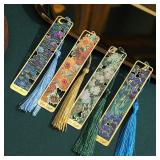 1 pc Retro Floral Painting Metal Bookmark...