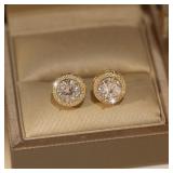 Luxury Crystal White Zircon Stud Earrings...
