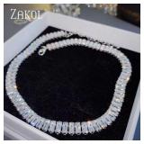 ZAKOL Korean Fashion Rectangle Zircon Choker...