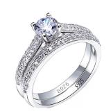 1 pair Vintage Halo 925 Sterling Silver Wedding...