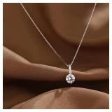 Round Cubic Zirconia Necklace Minimalist Style...
