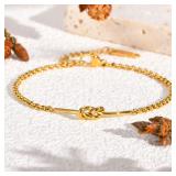 Minimalist Knot Link Chain Bracelet for...