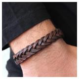 Braided Leather Bracelet Men, Rustic Leather...