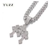 New Iced Out Stacked Crosses Pendant Necklaces...
