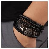 4Pcs/ Set Braided Wrap Leather Bracelets for...