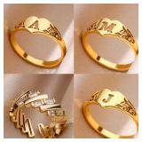 Fashion Hollow Initial Letter Heart Rings For...