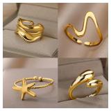 Stainless Steel Rings for Women Waterproof Open...