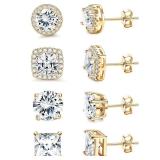 4 pair Stud Earrings for Women Men 18K Gold...