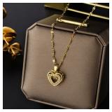 Cute Beating Heart Crystal Pendant Necklace For...