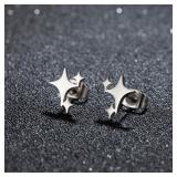 1 Pair 2024 Fashion Stainless Steel Cross Star...