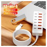 Fast USB Charger 12 in 1 Power Strip Desktop...