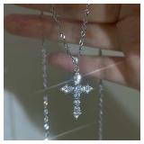 Shiny Crystal Zircon Cross Pendant Necklace for...