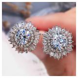 Huitan Eternity Cubic Zirconia Flower Stud...