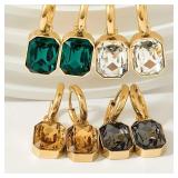 Trendy Square Stainless Steel Zirconia Earrings...