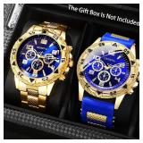 [Vintage Watch Set] 2pcs Men's Quartz Watch Set...