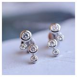 Huitan Minimalist Silver Color Stud Earrings...