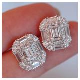 Huitan Geometric Cubic Zirconia Crystal Stud...