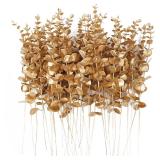 10Pcs Gold Artificial Eucalyptus Stems Leaves...