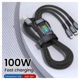 3 in 1 100W USB A Cable Fast Charging Micro USB...