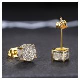 Huitan Fancy Round Shaped Stud Earrings Paved...