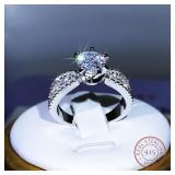 925 Sterling Silver Luxury Sparkling Six-Claw...