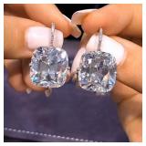 Huitan Chic Women's Drop Earrings Silver Color...