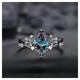 Luxury Gun Black Cubic Zircon Ring Creative...