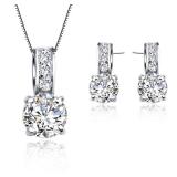 925 Sterling Silver Color Bridal Jewelry Set...