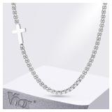 Vnox Stylish Sideway Cross Necklaces for Men...
