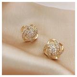 Light Luxury Zircon Stud Earrings Simple Cross...
