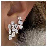 Huitan Geometric Shaped Stud Earrings for Women...
