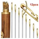 12pcs Blind Needle Elderly Needle-side Hole...