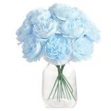 20CM 6Pcs Artificial Silk Blue Peony Flowers...