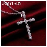 45cm 925 sterling silver Crystal Necklace...