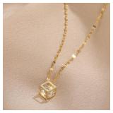 Classic Zircon Crystal Inside Hollow Square...