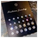 12 Pcs Zircon Earrings Set Briliant Shiny Stud...