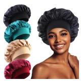 New Satin Wide Brim Nightcap Silky Bonnet Hair...