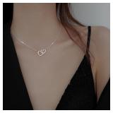 Simple Metal Hollow Double Heart Necklace for...
