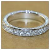 Huitan Classic Women Band Ring Full Paved...