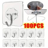 1-100PcsTransparent Self adhesive wall hooks...