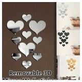 1Set 3D Love Hearts Mirror Wall Sticker Decal...