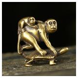 Antique Bronze Turtle Crarrying Monkeys...