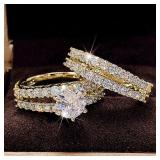 Huitan Trendy Hollow Set Rings Full Bling Iced...