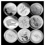 9PCs Non-Magnetic Australia .999 Silver Coins...