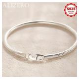 925 Sterling Silver 3mm Snake Bone Bracelet...