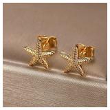 Vintage Summer Starfish Stainless Steel Stud...