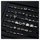 51pcs Gothic Punk Ring Set For Women Men...